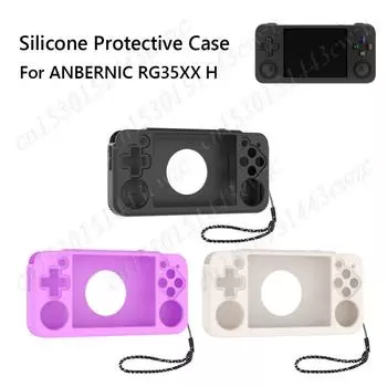 Silicone Protective Case for Anbernic RG35XX H Protective Sleeve Skin Shockproof Soft Cover for RG35XX H Console with Lanyard чёрный