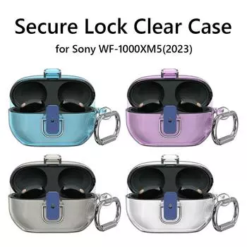 Silicone Protective Case For SONY WF-1000XM5 (2024) Earphone PC Hard Shell Protective Cover With Carabiner For SONY WF1000XM5 серый