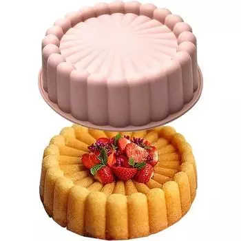 Silicone Round Cake Mold Reusable Multifunctional Pan Accessory For Kitchen Baking Desserts and Mousse Cakes розовый