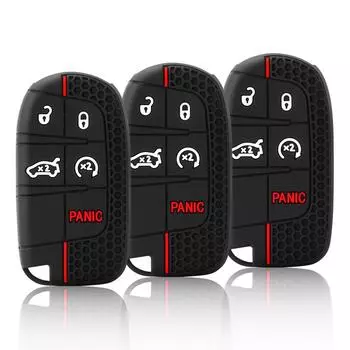 Чехол для автомобильного ключа из силиконовой резины для Jeep Grand Cherokee Wrangler Renegade Compass для Chrysler300c для ключа Fiat Wyatt чёрный