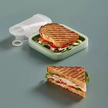 Silicone Sandwich Toast Bento Box Portable Afternoon tea Food Container with Lid Office worker Student Sandwich Case Reusable