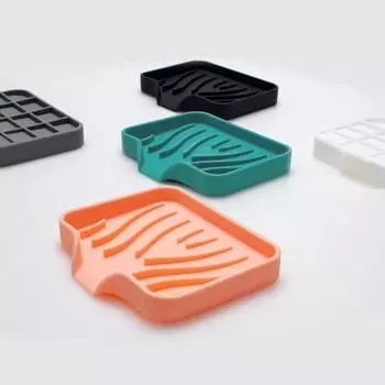 Silicone Soap Dish for Bathroom Self Draining Soap Bar Holder Kitchen Sink Soap Dish Sponge Drain Pad Countertop Soap Dispenser 1PC чёрный