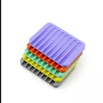 Silicone Soap Dish Suitable for Shower/Kitchen/Bathroom Stay Dry Easy to Clean Self-draining No-Punch Soap Dish