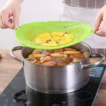 Silicone Spill Proof Lid Pot Lid High-temperature Resistant Dustproof Multi Functional Kitchen Accessories Cooking Tools зелёный