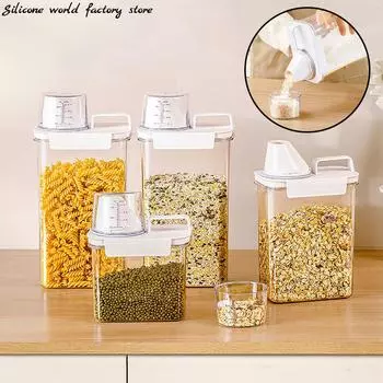Silicone World 1100/1800/2300 мл кухонный резервуар для хранения моющего средства дозатор пластиковый герметичный резервуар с мерным стаканом