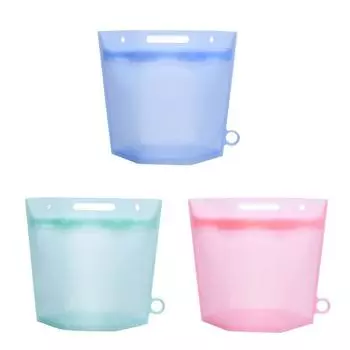 Silicone ZipLock Storage Bags Food Grade Silicone Reusable Bag Leak Proof Reusable Food Storage Bags Pack Leakproof for Kitchen синий