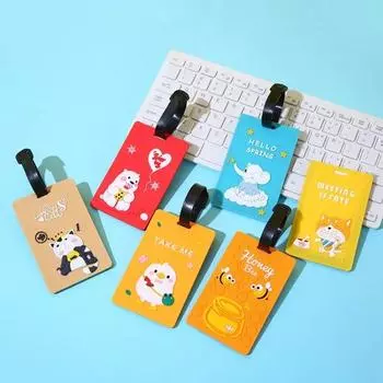 Силиконовая багажная бирка с милыми животными из мультфильма, бирка для чемодана, вывески, этикетки для багажа, анти-потеря, бирка для предотвращения путаницы, дорожные аксессуары
