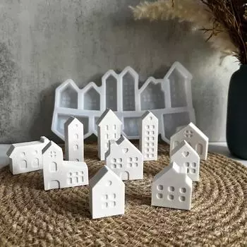 Силиконовая форма для сращивания полых домов DIY, форма для цементной штукатурки, 3D-силиконовые формы, литейные формы для пасхального рождественского украшения