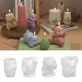 Силиконовая форма для свечи в виде панды и бамбука, 3D-свеча в виде милого медведя, гипсовые поделки, смоляная форма для мыла, шоколада, мороженого, выпечки, инструментов random