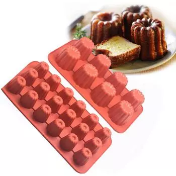 Силиконовая форма на 8/18 полостей Canneles Bordelais Рифленая форма для торта Форма для выпечки кексов и маффинов Десерт Выпечка Инструменты для украшения тортов