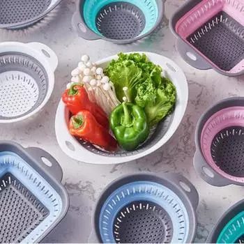 Силиконовая кухонная складная корзина для хранения, складной дуршлаг, сито для фруктов и овощей, кухонный фильтр для сушки, органайзер as pic