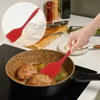 Силиконовая кулинарная лопатка для устранения течи Плотная лопатка Жареная рыба Лопатка для омлета Антипригарная лопатка Кухонные принадлежности Кухонная утварь красный