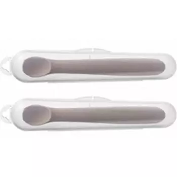 Силиконовая ложка для детского питания Lock&Lock, коричневая, 2 предмета, популярная корейская посуда