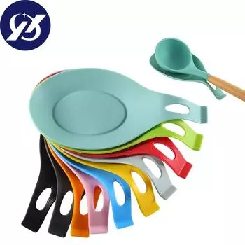 Силиконовая теплоизоляционная подставка для кухонной посуды Креативная подставка для суповой ложки Подставка для посуды Подставка для ложки Держатель для ложки Кухонный гаджет Посуда Подставка для суповой ложки против ожогов зелёный