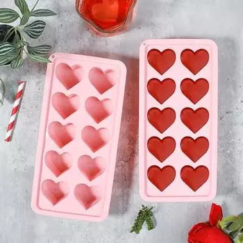 Силиконовые лотки для льда в форме сердца, 10 полостей, легко снимается, DIY Love Heart, кубики льда, форма для шоколадных конфет, можно мыть в посудомоечной машине, льдогенератор розовый