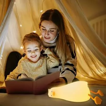 Силиконовые ночники в виде утки, светодиодный ночник, перезаряжаемая лампа USB с героями мультфильмов, детская спальня, креативное украшение, подарок на день рождения
