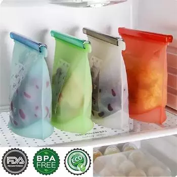 Силиконовые пакеты Многоразовые силиконовые пакеты для пищевых продуктов Герметично закрывающиеся пакеты для консервации пищевых продуктов Пищевые продукты для овощей, жидкостей, закусок, мяса 500ML