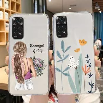 Силиконовый чехол для Redmi Note 11 Pro 11S 11 Pro + 5G, задняя крышка с розовым цветком, мягкий прозрачный чехол для Xiaomi Redmi Note 11, противоударный защитный чехол Redmi Note 11 4G