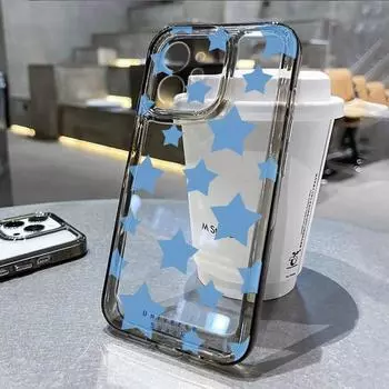 Силиконовый чехол для телефона iPhone 14 15 11 12 13 Pro Max, чехол для iPhone 15 14 7 8 Plus XS Max XR X SE 2020, чехлы с прозрачной звездой Y2K For iPhone 14 Plus