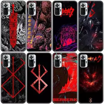 Силиконовый чехол для телефона с аниме Berserk Guts для Xiaomi Redmi Note 11 10 9 8 Pro 11T 10T 10S 9S 8T 9 9A 9C 9T, черный чехол, чехол Redmi 8