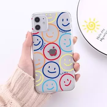 Силиконовый чехол для телефона с мультяшным смайликом и ромашкой для Iphone 12 13 Pro Max Mini 7 X Xr Xsmax 8 Plus 11, милый чехол for iphone 12 promax