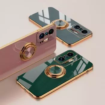Силиконовый чехол с покрытием для Xiaomi Mi 11T 10T Pro Mi11T 11TPro 12 12X Xiomi, полный защитный магнитный чехол с кольцевым держателем и подставкой For Xiaomi 11T розовый