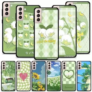 Силиконовый чехол с зеленым цветком подсолнуха и котом для Samsung Galaxy S22 S21 S20 Ultra Fe S10 S9 S8 Plus 4g 5g S10e S7 Edge Cover For Samsung S21 5G
