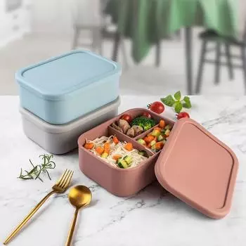 Силиконовый ланч-бокс для пищевых продуктов, хрустящий, подходит для микроволновой печи, специальный подогреваемый ланч-бокс для заморозки и духовки, контейнер для закусок и еды 3&700ML&1