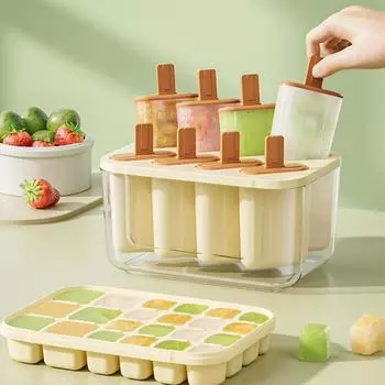Силиконовый лоток для кубиков льда с крышкой, 8/22 отсеков, пищевой льдогенератор для домашнего использования, форма для мороженого и мороженого