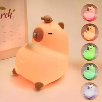 Силиконовый милый мультяшный капибара ночник USB перезаряжаемый таймер затемнения ночник для сна для детской комнаты декор прикроватный