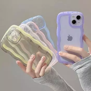 Силиконовый милый прозрачный чехол с волнистыми волнами для Iphone 14 11 12 13 Pro Max X Xr Xs 13pro 14pro противоударный прозрачный мягкий чехол For iPhone X or XS
