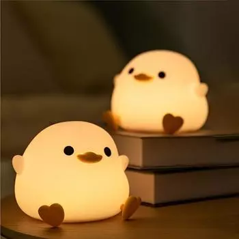 Силиконовый ночник с аккумулятором USB, ночник с рисунком утенка для спальни, ночник для спальни в общежитии теплый белый