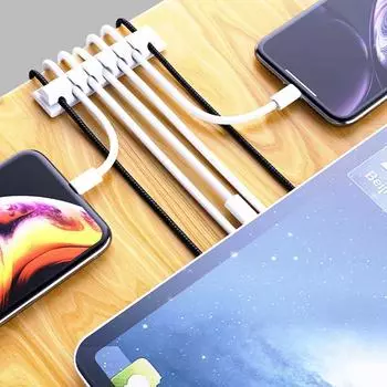 Силиконовый органайзер для USB-кабеля, зажимы для автомобиля, домашнего офиса, рабочего стола, устройство для аккуратного управления проводами, держатель для кабеля, сматывающее устройство для мыши и клавиатуры
