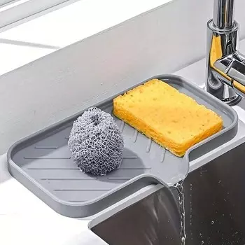 Силиконовый поддон для кухонной мойки со сливным носиком, держатель мыльницы, держатель для скребка для столешницы, аксессуары для кухни и ванной комнаты