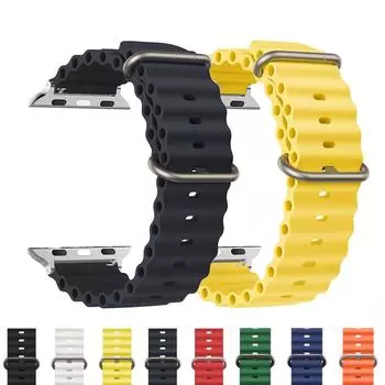 Силиконовый ремешок для Apple Watch Band 44 мм 49 мм 40 мм 45 мм 41 38 Аксессуар Correa Силиконовый браслет iWatch Ultra 2 серии 7 6 se 8 9 38&40&41mm