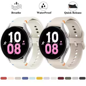 Силиконовый ремешок для Samsung Galaxy Watch 5 40 мм 44 мм ремешок водонепроницаемый классическая пряжка для Galaxy Watch 6 Classic 43 мм 47 мм Band Galaxy Watch 6 5 4 светло-синий