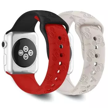 Силиконовый ремешок с гравировкой для Apple Watch Series 9, 41 мм, 45 Ultra, 2, 49 мм, женский ремешок для iWatch 8, 7, 4, 5, 6 se, 42 мм, 44 мм, 38 мм, 40 мм, браслет 49mm светло-розовый