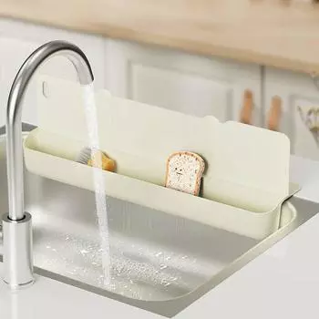 Силиконовый защитный экран от брызг воды с полкой для хранения для кухонной раковины, защитный экран от брызг, остров и ванная комната, надежное нескользящее основание с присоской