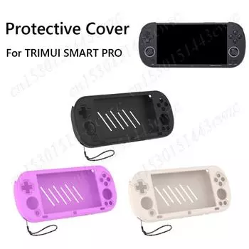 Силиконовый защитный чехол для консоли Trimui Smart Pro, противоударный мягкий чехол с защитой от царапин и шнурком фиолетовый