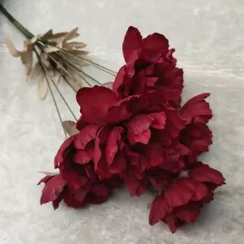 Silk Petals Artificial Flower Peony 9 Heads Simulation Floral Bouquet Vivid Lifelike Flowers Gift красный