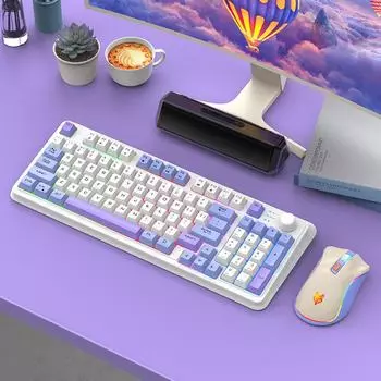 Silver Fox K94 Двухрежимная беспроводная механическая клавиатура для игр и офиса sea salt