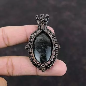 Silver Sheen Obsidian Copper Pendant Wire Wrapped Jewelry Decent Pendant Copper Jewelry Handmade Gemstone Pendant Gift For Her Women Jewelry