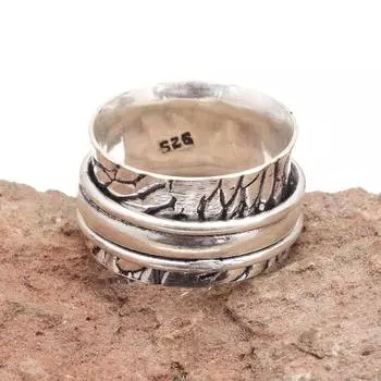 Серебряное кольцо-спиннер для женщин, четыре кольца-спиннера, серебряное ювелирное кольцо 6,5