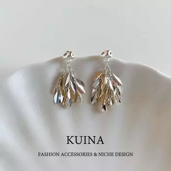 Silver Wheat Tassel Earrings 2025 New Arrival Fancy Elegant Unique Metal Ear Rings Sterling Silver Stud Earrings Women Picture Color
