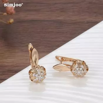 SIMJOO модные полые серьги с цветочным цирконием и лепестками цветка, хрустальные серьги