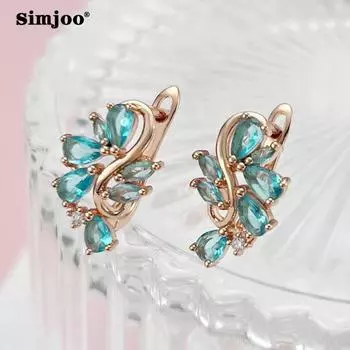 SIMJOO модные серьги с цирконом, простые серьги с синим цирконом для женщин
