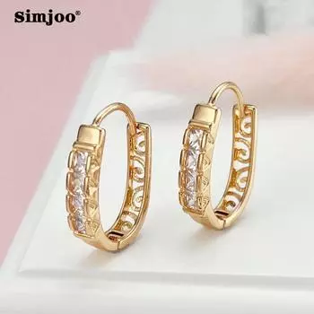 SIMJOO модные серьги с цирконом, темпераментные полые серьги с цветком
