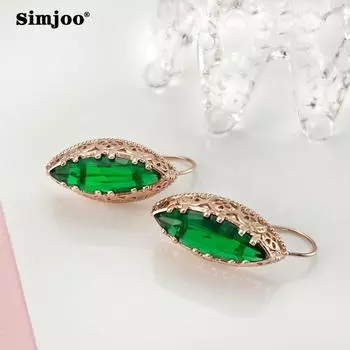 SIMJOO модные трехцветные серьги с дизайном конского глаза розового золота зелёный