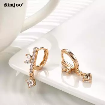 SIMJOO Простые атмосферные серьги Серьги-бабочки с цирконом для помолвки ко Дню святого Валентина