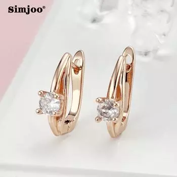 SIMJOO Простые стильные серьги с цирконом цвета розового золота